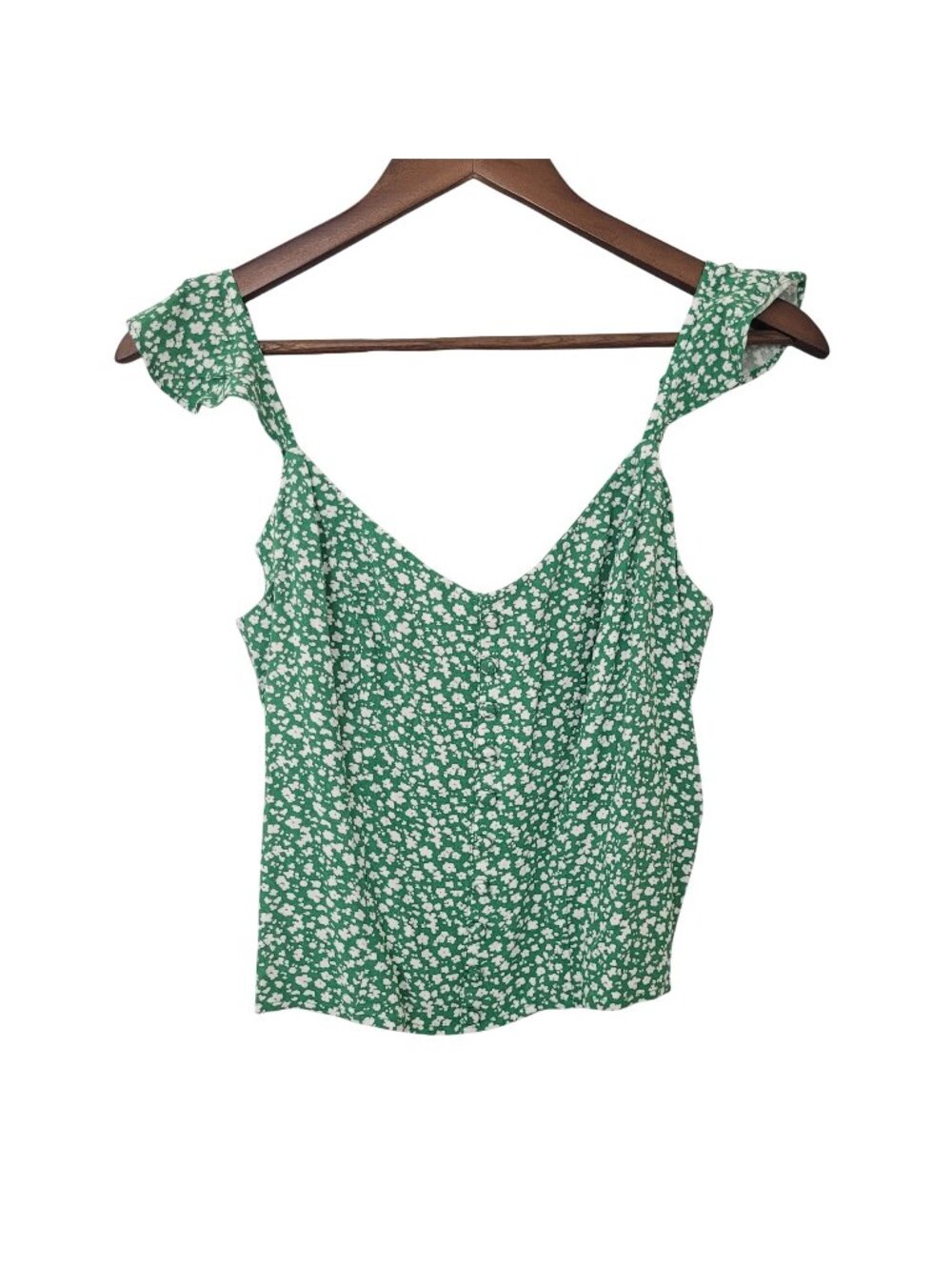 Banana Republic Floral Cropped Tank Top Size S Green White Smocked NWT